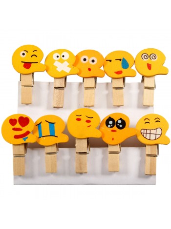 Декоративные мини прищепки Emoji Смайлики (10 шт.)