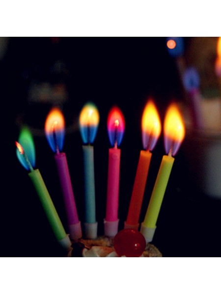 Свечи для торта с разноцветным пламенем (6 шт.)