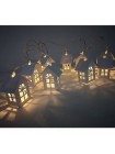 Рождественская светодиодная гирлянда из деревянных домиков
