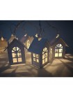 Рождественская светодиодная гирлянда из деревянных домиков