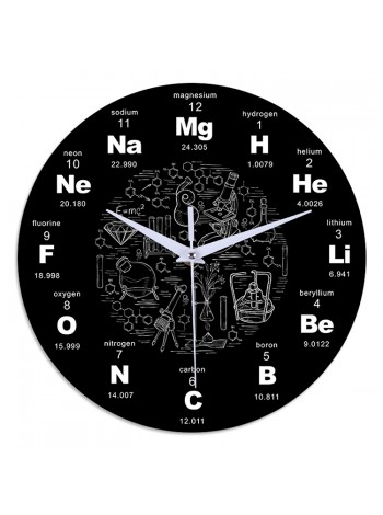Настенные часы с химическими элементами оформления 