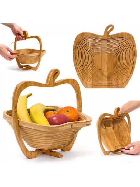 Складная бамбуковая корзина в форме яблока для фруктов