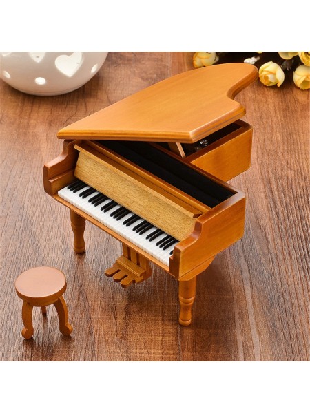 Деревянная классическая музыкальная шкатулка рояль 