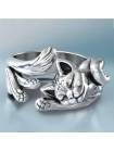 Серебренное кольца с кошкой