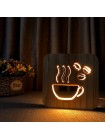 Деревянный 3D ночник светильник чашка кофе