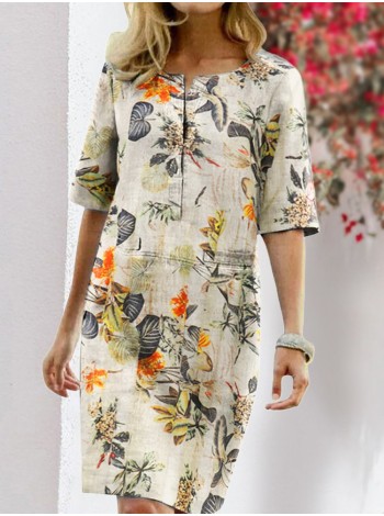 Женское винтажное повседневное платье с цветочным принтом