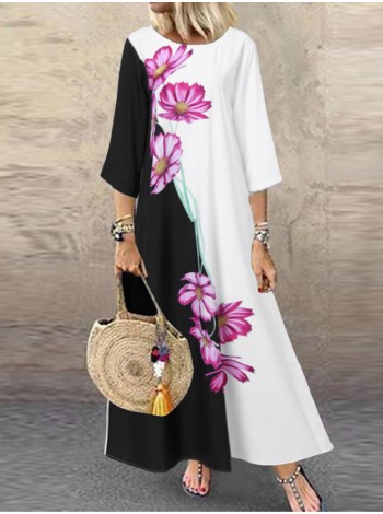 Женское макси-платье с цветочным принтом