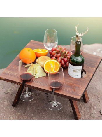 Складной деревянный столик с подстаканником для завтрака