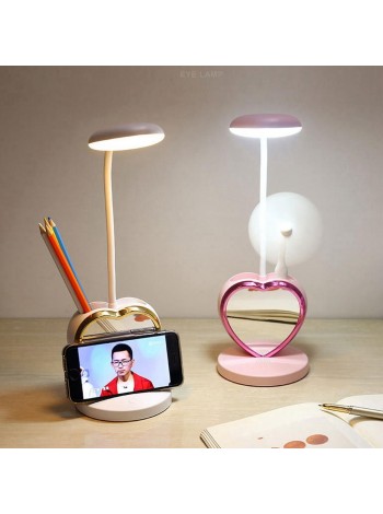 Настольная лампа с зеркалом и подставкой для телефона