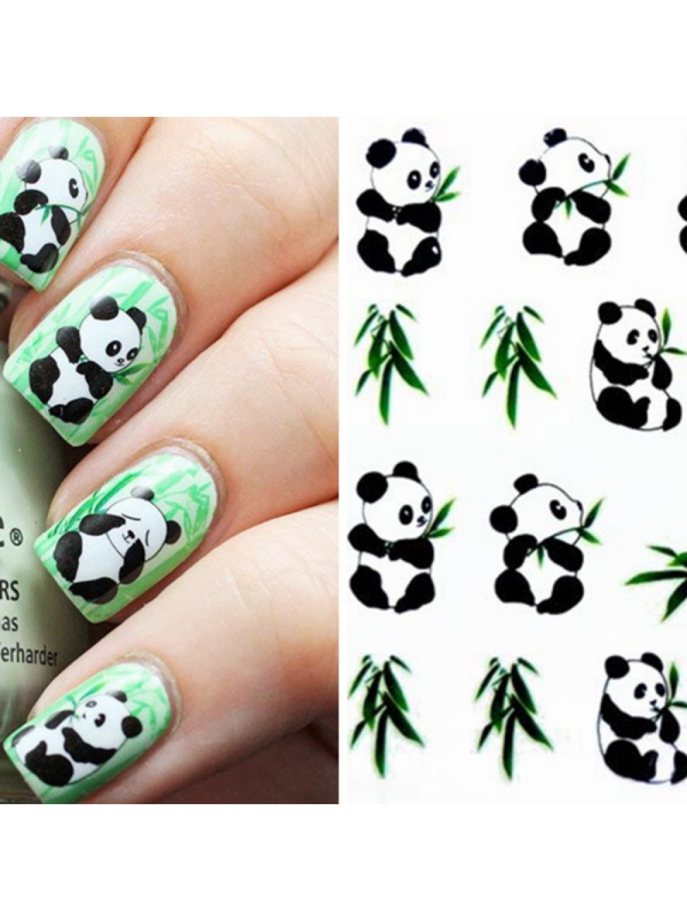 Панда на ногтях маникюр